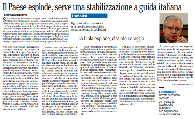 Analisi Margelletti Il Mattino 08.01.16